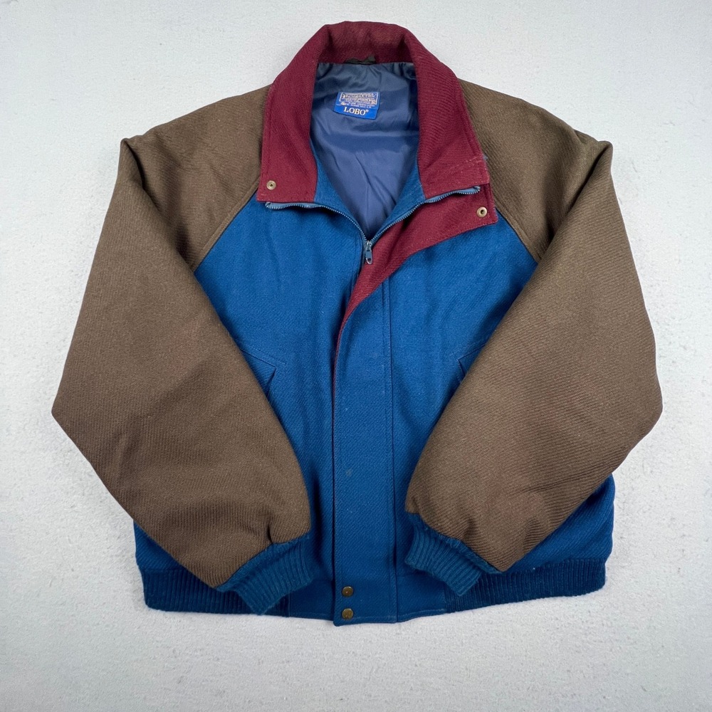 Vintage Pendleton Lobo Wool Bomber Jacket Mens XL Blue Brown Vintage Thinsulate